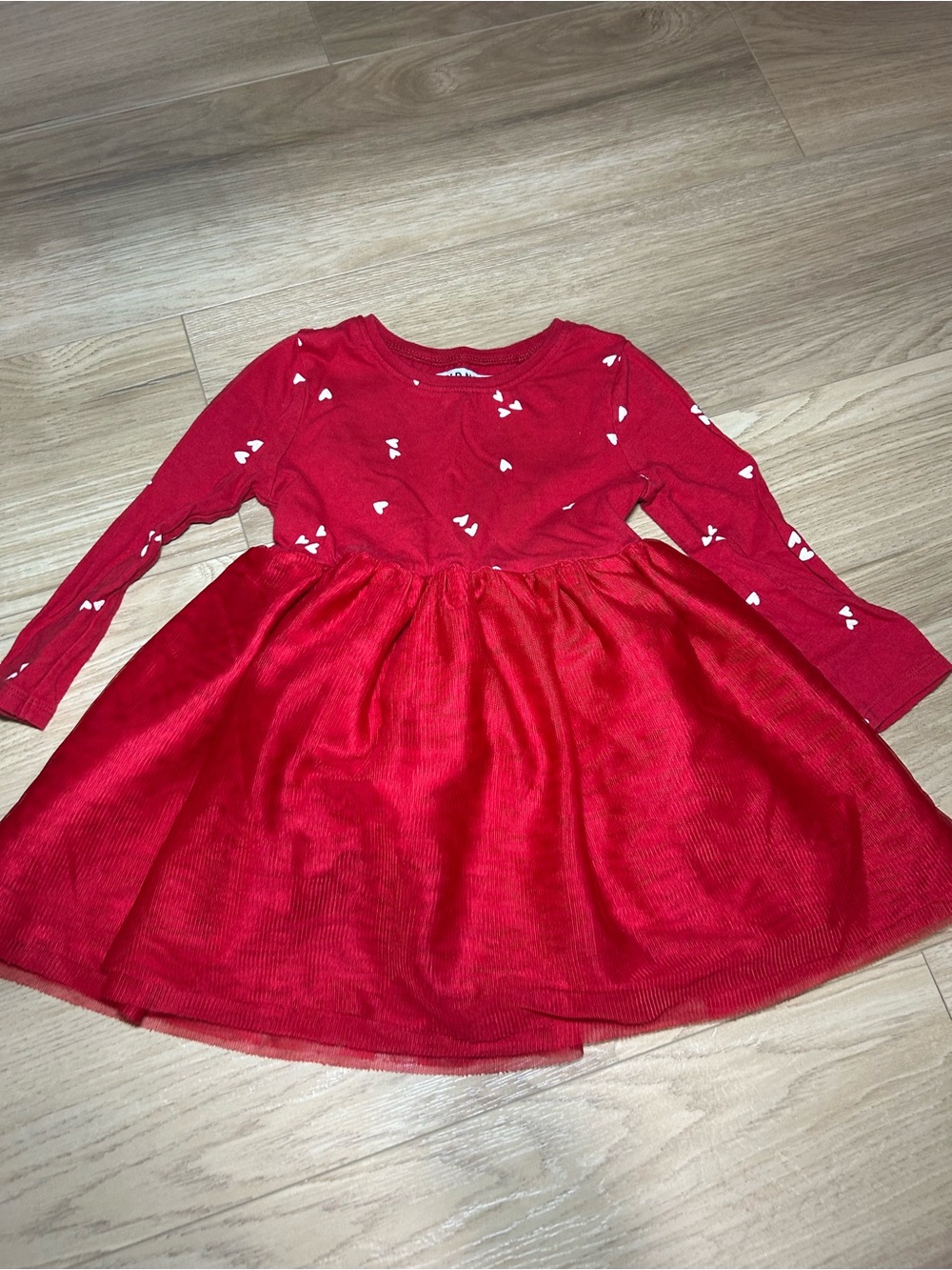 Old Navy Red Long-Sleeve Heart Print Twirl Dress